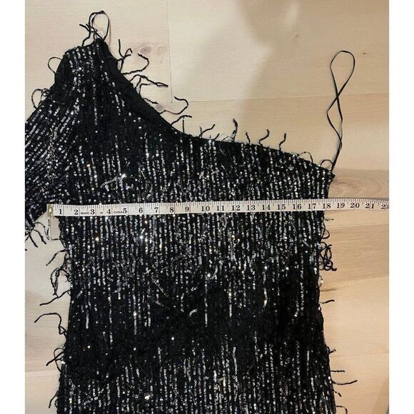 Identity Plus Size Flapper Retro Chic Shimmer Sequins Glam Party Mini Dress - Picture 6 of 9